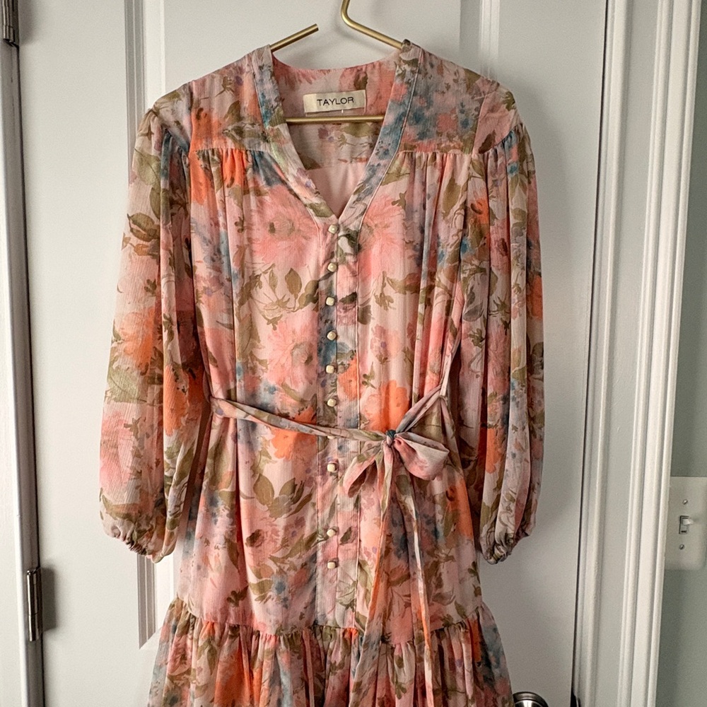 Taylor Multicolor Floral Long Sleeve Dress